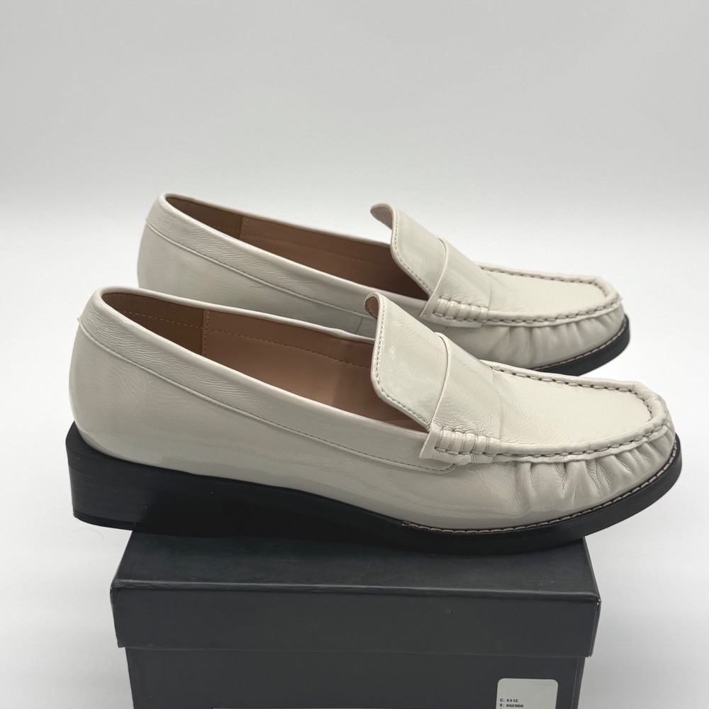 Silent D Lara Moc Toe Loafer Oat Milk Crinkle Patent Womens Size 40 NEW - Picture 8 of 10